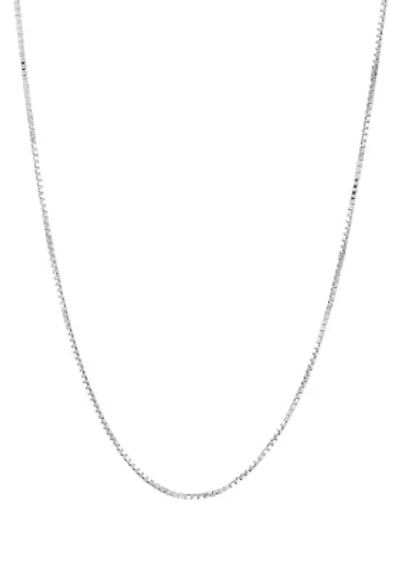 Solid Box Chain Necklace in 14K White Gold