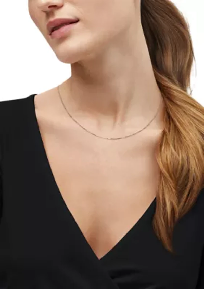 Solid Box Chain Necklace in 14K White Gold