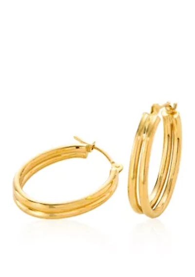 14K Yellow Gold Double Hoop Earrings