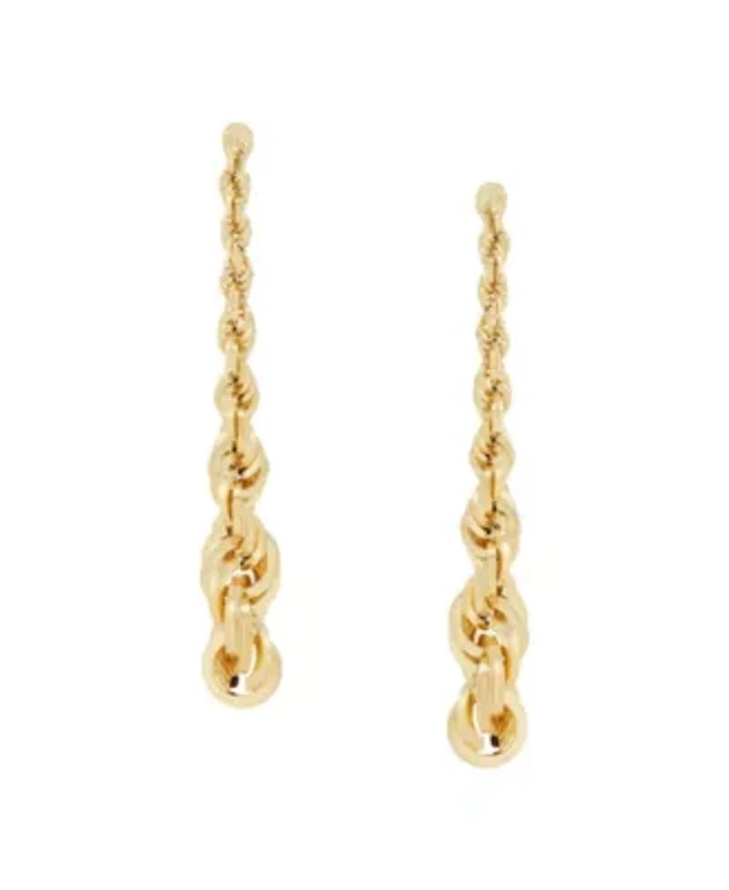 14K Yellow Gold Single Rope Drop Earrings