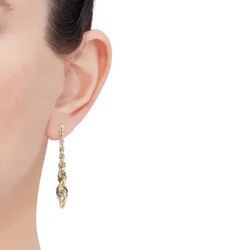 14K Yellow Gold Single Rope Drop Earrings