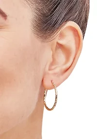 Crystal Cut Tube Hoop Earrings in 14K Yellow Gold