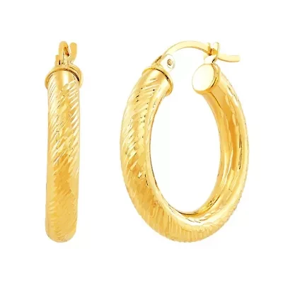 14K Yellow Gold Tube Hoop