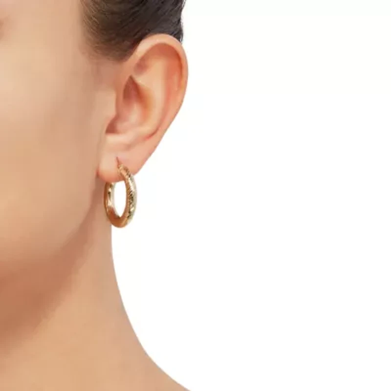 14K Yellow Gold Tube Hoop
