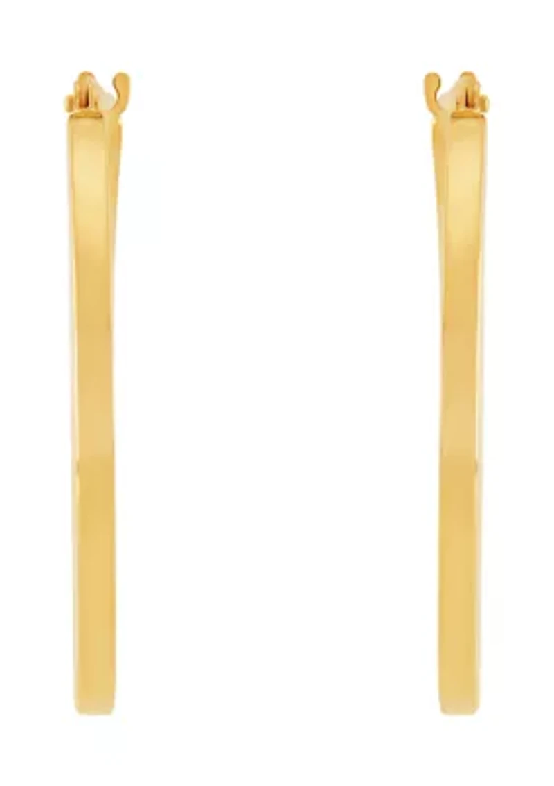 Square Tube Hoop Earrings in 14K Yellow Gold