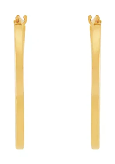 Square Tube Hoop Earrings in 14K Yellow Gold