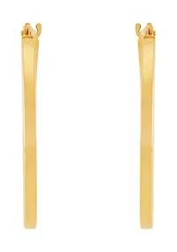 Square Tube Hoop Earrings in 14K Yellow Gold