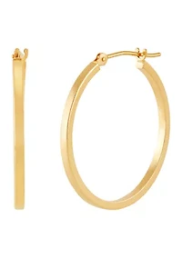 Square Tube Hoop Earrings in 14K Yellow Gold