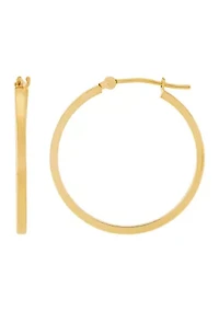 Square Tube Hoop Earrings in 14K Yellow Gold