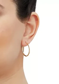 Square Tube Hoop Earrings in 14K Yellow Gold