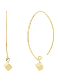 Geometric Square Drop Earrings in 14K Yellow Gold 