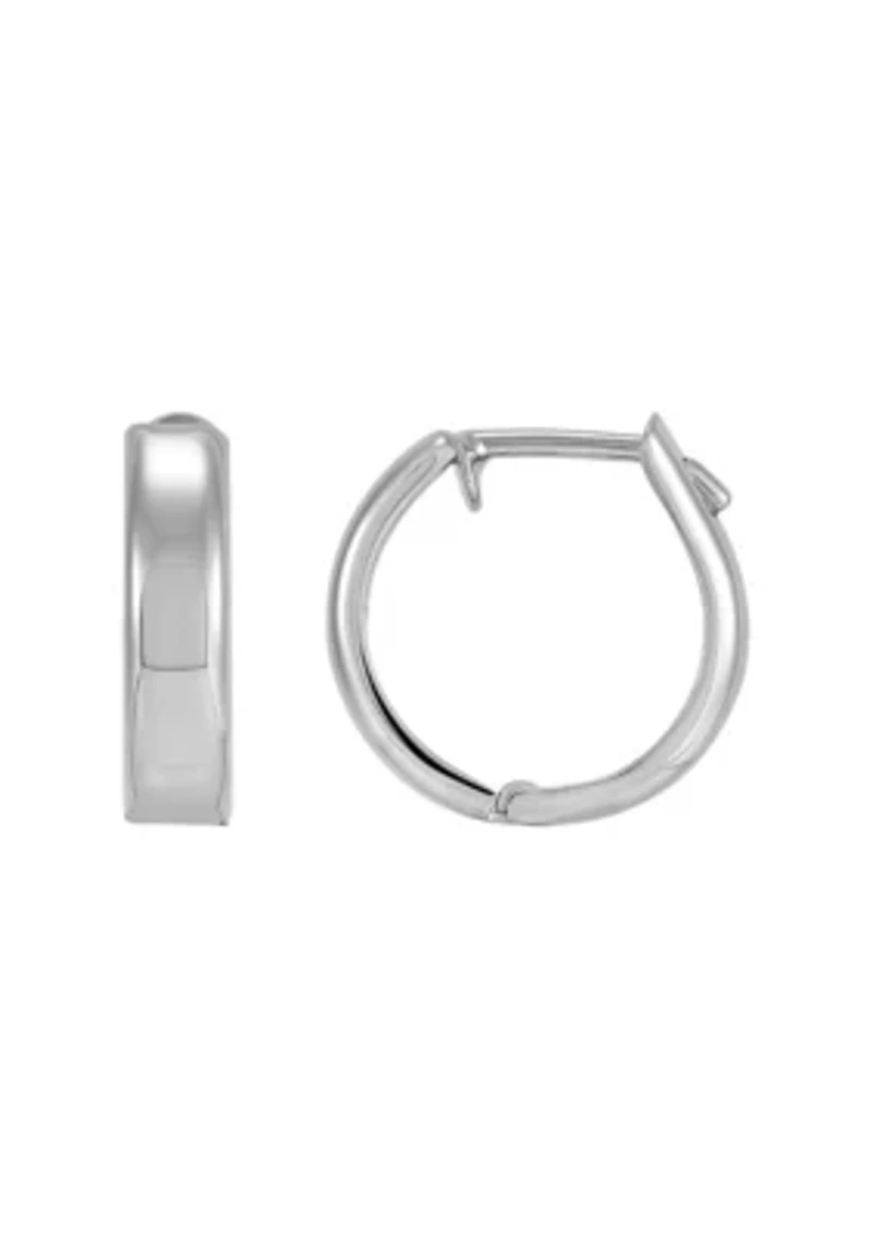 14K White Gold Round Huggies