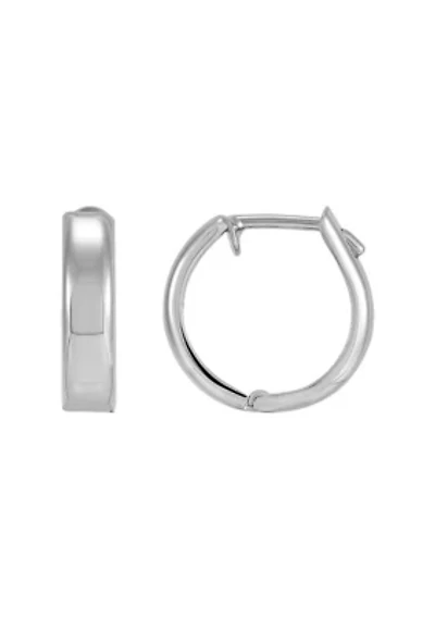 14K White Gold Round Huggies