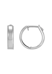 14K White Gold Round Huggies