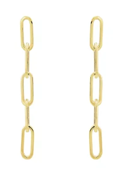 Hollow Paperclip Dangle Earrings in 14K Yellow Gold