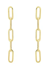 Hollow Paperclip Dangle Earrings in 14K Yellow Gold