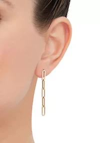Hollow Paperclip Dangle Earrings in 14K Yellow Gold