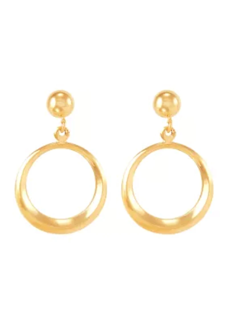 Open Cricle Drop Earrings in 14K Yellow Gold