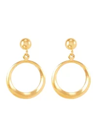 Open Cricle Drop Earrings in 14K Yellow Gold