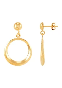 Open Cricle Drop Earrings in 14K Yellow Gold