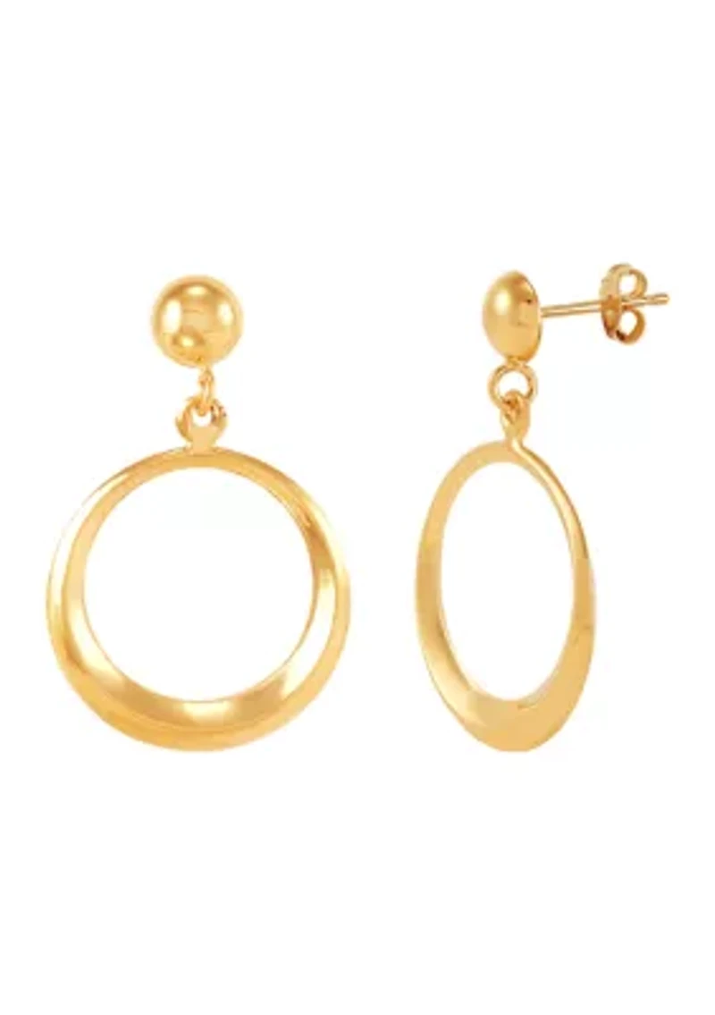 Open Cricle Drop Earrings in 14K Yellow Gold
