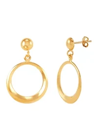 Open Cricle Drop Earrings in 14K Yellow Gold