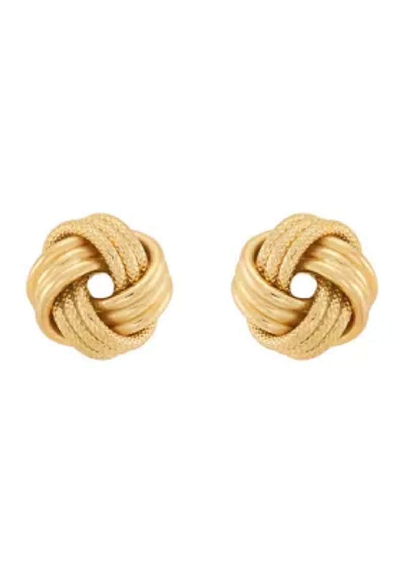 Swirl Love Knot Stud Earrings in 14K Yellow Gold