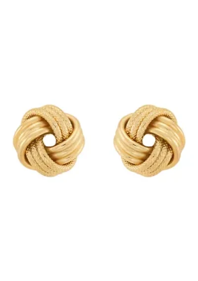 Swirl Love Knot Stud Earrings in 14K Yellow Gold