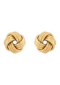 Swirl Love Knot Stud Earrings in 14K Yellow Gold