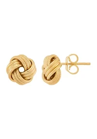 Swirl Love Knot Stud Earrings in 14K Yellow Gold