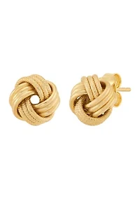 Swirl Love Knot Stud Earrings in 14K Yellow Gold