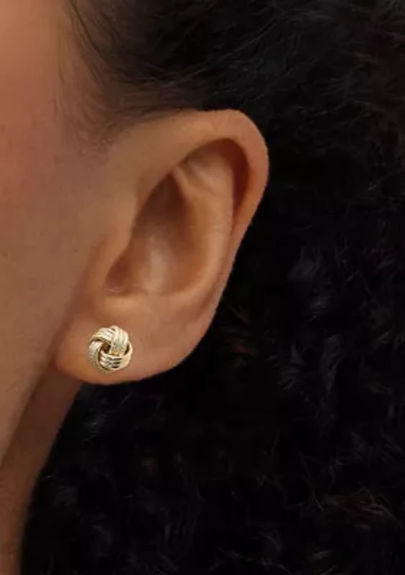 Swirl Love Knot Stud Earrings in 14K Yellow Gold