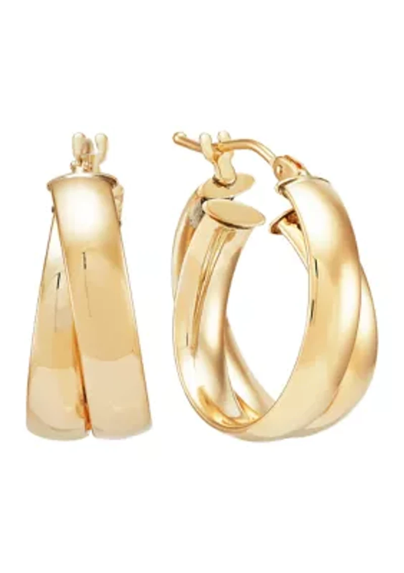 15 Millimeter Bold Double Hoop Earrings in 14K Yellow Gold