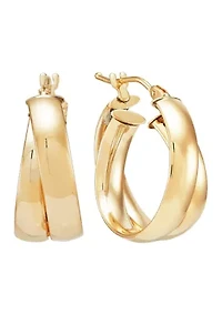 15 Millimeter Bold Double Hoop Earrings in 14K Yellow Gold