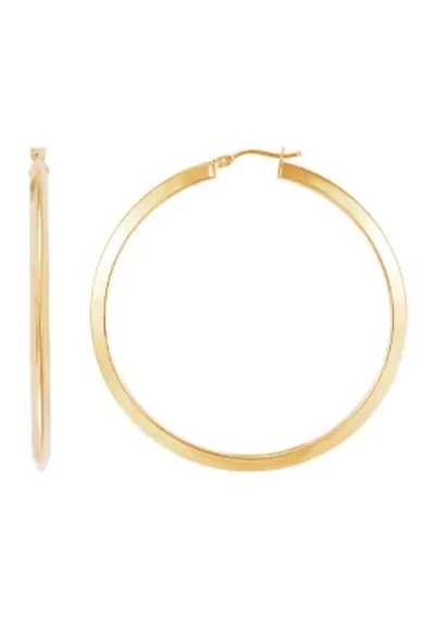3 x 45 Millimeter Tube Hoop Earrings in 14K Yellow Gold