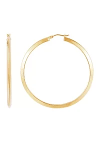 3 x 45 Millimeter Tube Hoop Earrings in 14K Yellow Gold
