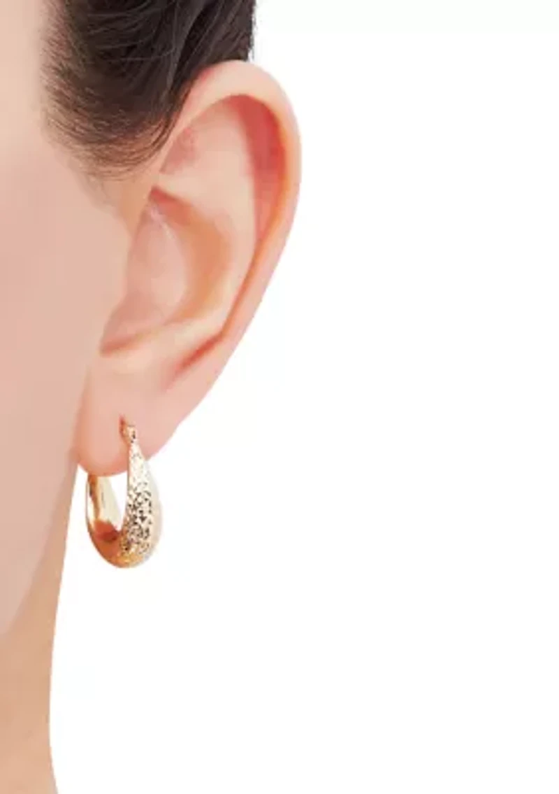 Chunkey Oval Hoop Earrings in 14K Yellow Gold