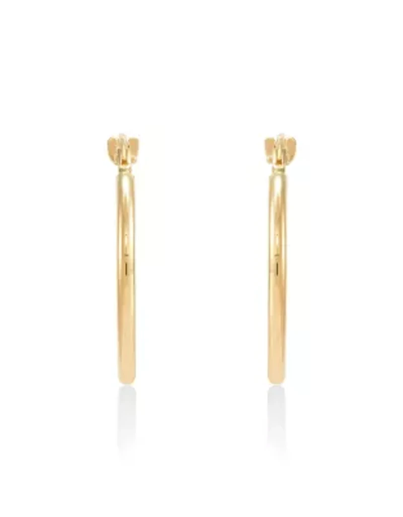 14K Yellow Gold Tube Hoop and Twist Hoop Set Earrings