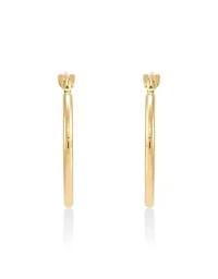 14K Yellow Gold Tube Hoop and Twist Hoop Set Earrings