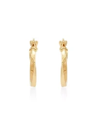 14K Yellow Gold Tube Hoop and Twist Hoop Set Earrings