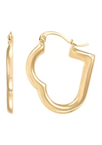 Heart Shape Hoop Earrings in 14K Yellow Gold