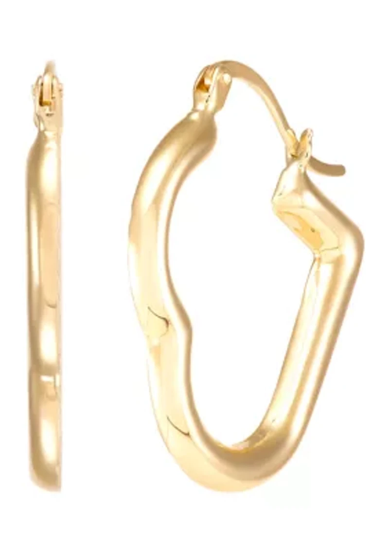 Heart Shape Hoop Earrings in 14K Yellow Gold