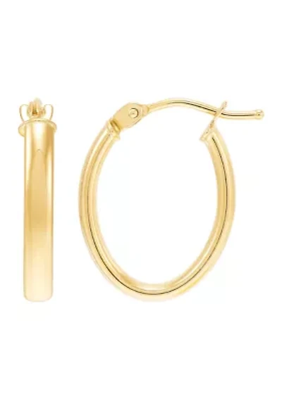 Oval Tube Hoop Earrings in 14K Yellow Gold