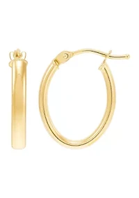 Oval Tube Hoop Earrings in 14K Yellow Gold