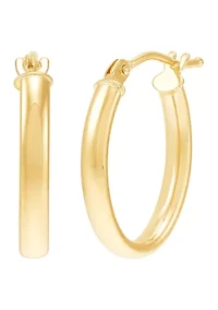 Oval Tube Hoop Earrings in 14K Yellow Gold