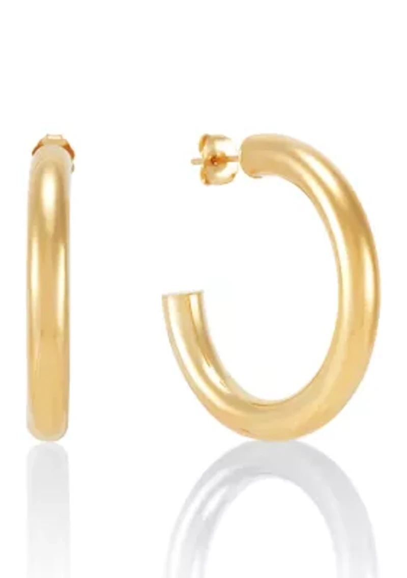 3/4 Tube Hoop Earrings in 14K Yellow Gold