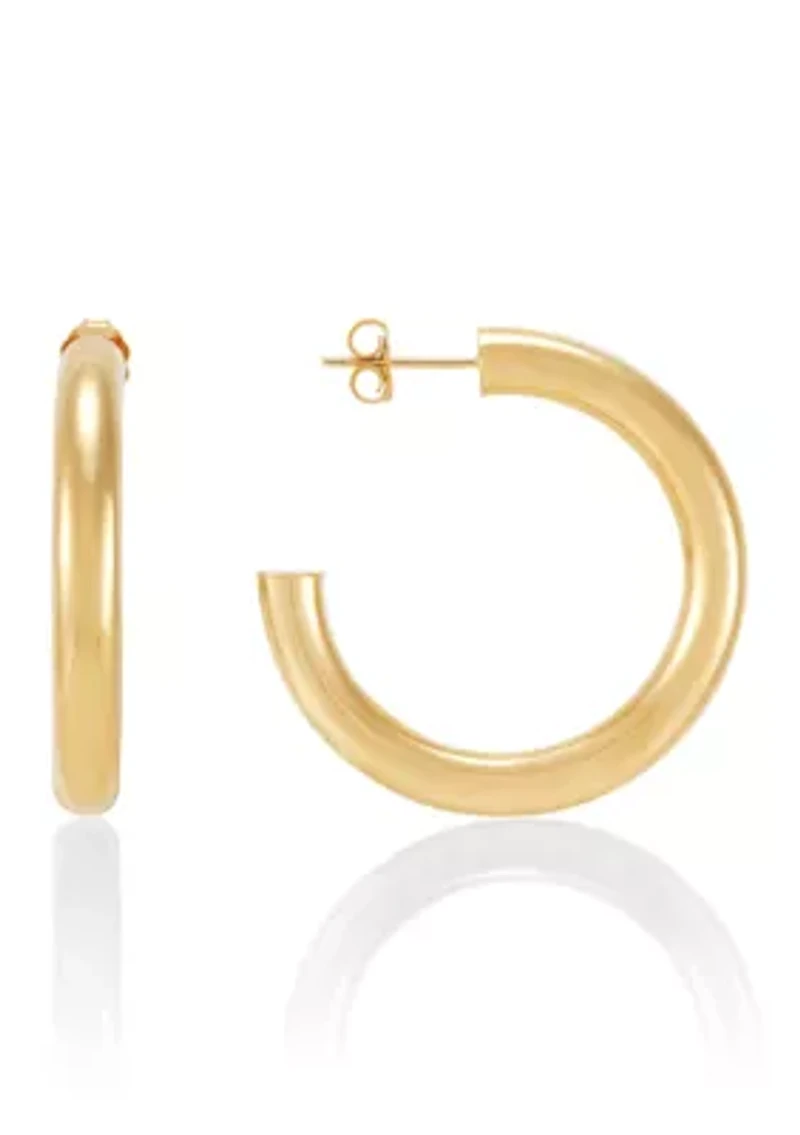 3/4 Tube Hoop Earrings in 14K Yellow Gold