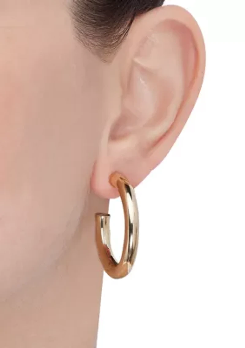 3/4 Tube Hoop Earrings in 14K Yellow Gold