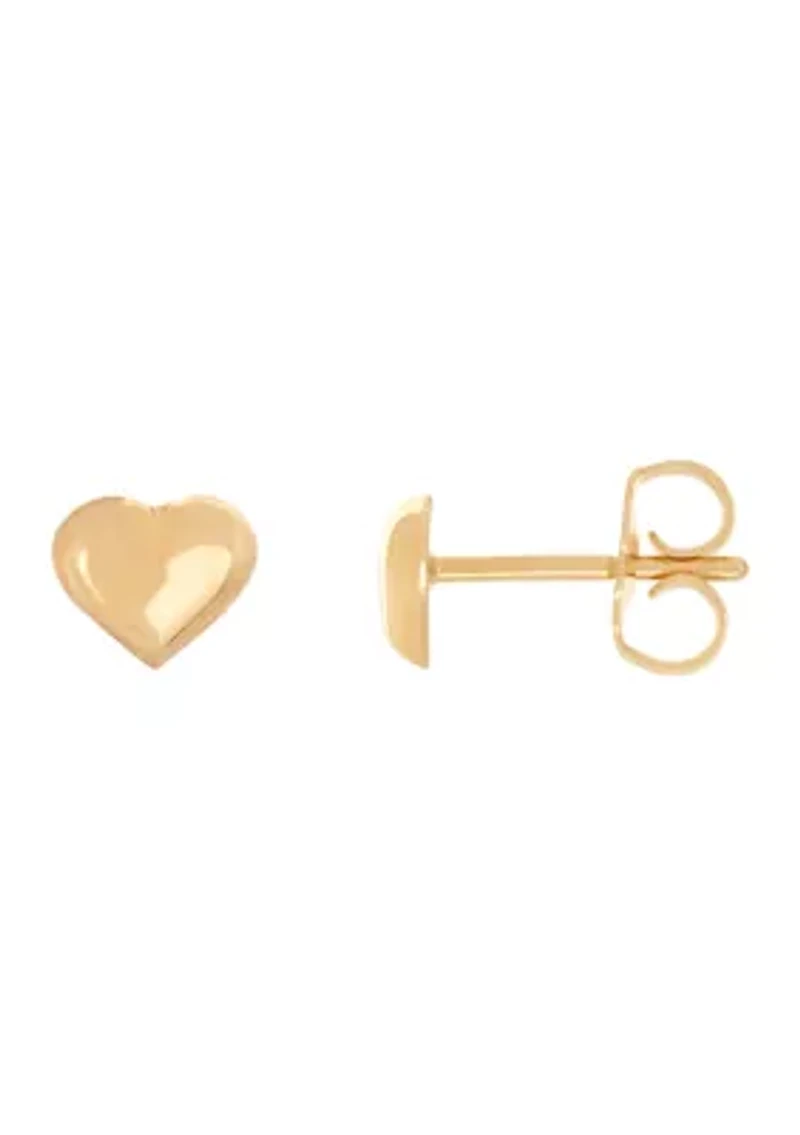 Teen Tiny Heart Stud Earrings in 14K Yellow Gold