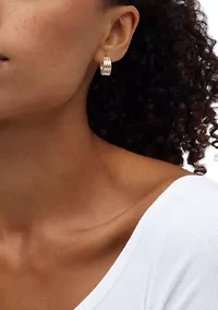 Multi Row Round Hoop Earrings in 14K Yellow and White and Rose Gold